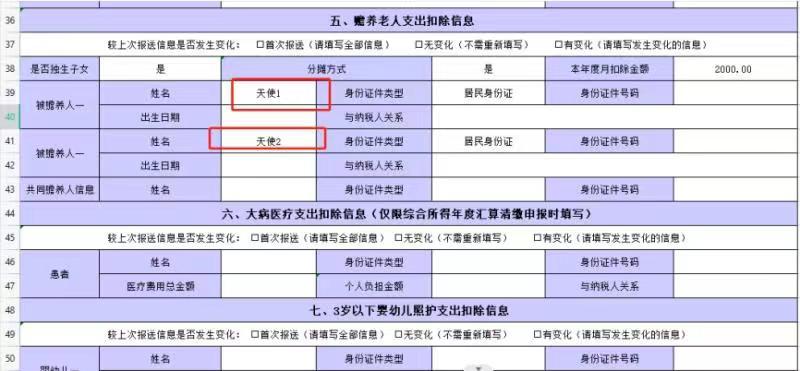 用友好会计赡养老人支出扣除信息