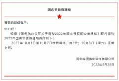 【假期】2022年鸿图伟创-用友软件国庆节放假及值班安排